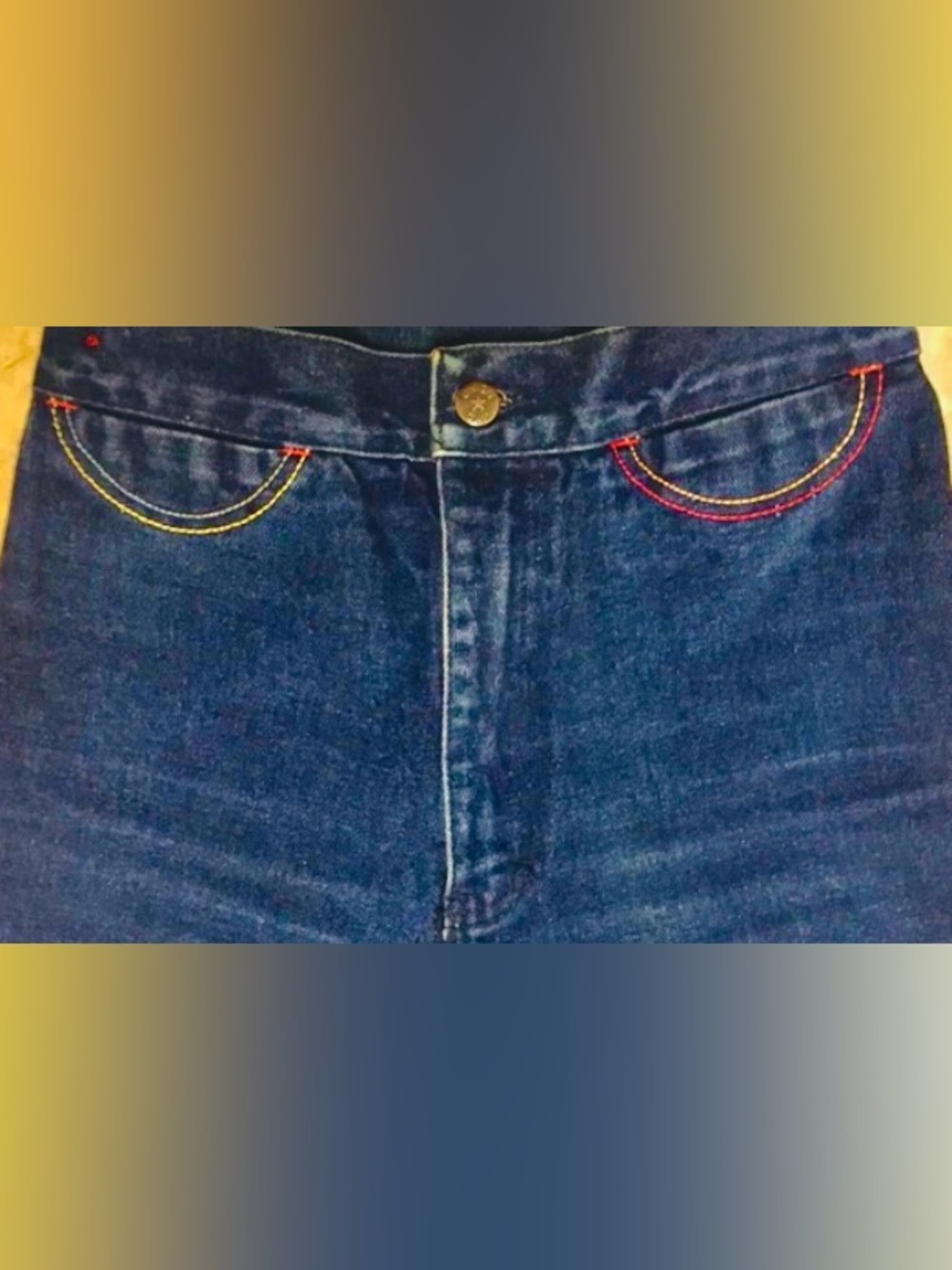 American True Vintage High-Rise “Union Gap” Jeans* Rainbow Red Triple Stitch/XL - Picture 3 of 6